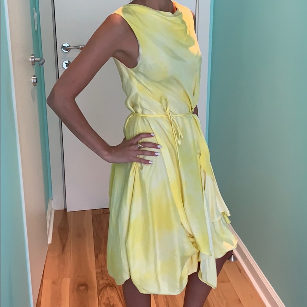 NWOT Thakoon Yellow Draped Silk Midi Dress